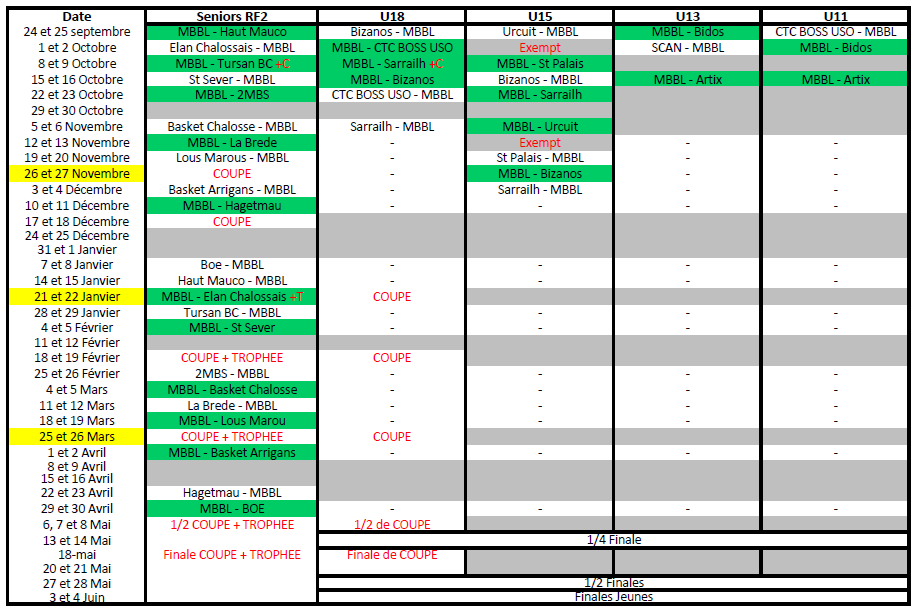 Calendrier 2022 2023