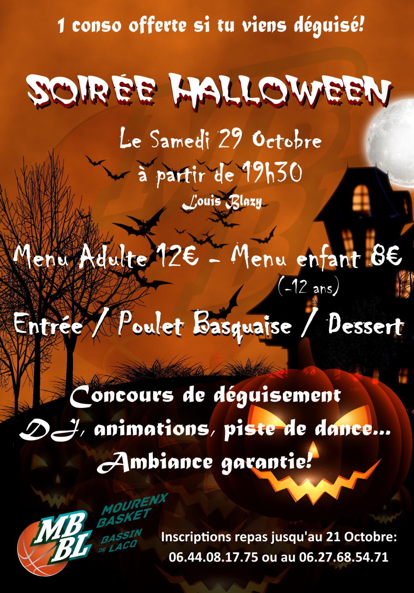 Affiche Halloween avec logo club + inscription affiche tournoi Rafa 4